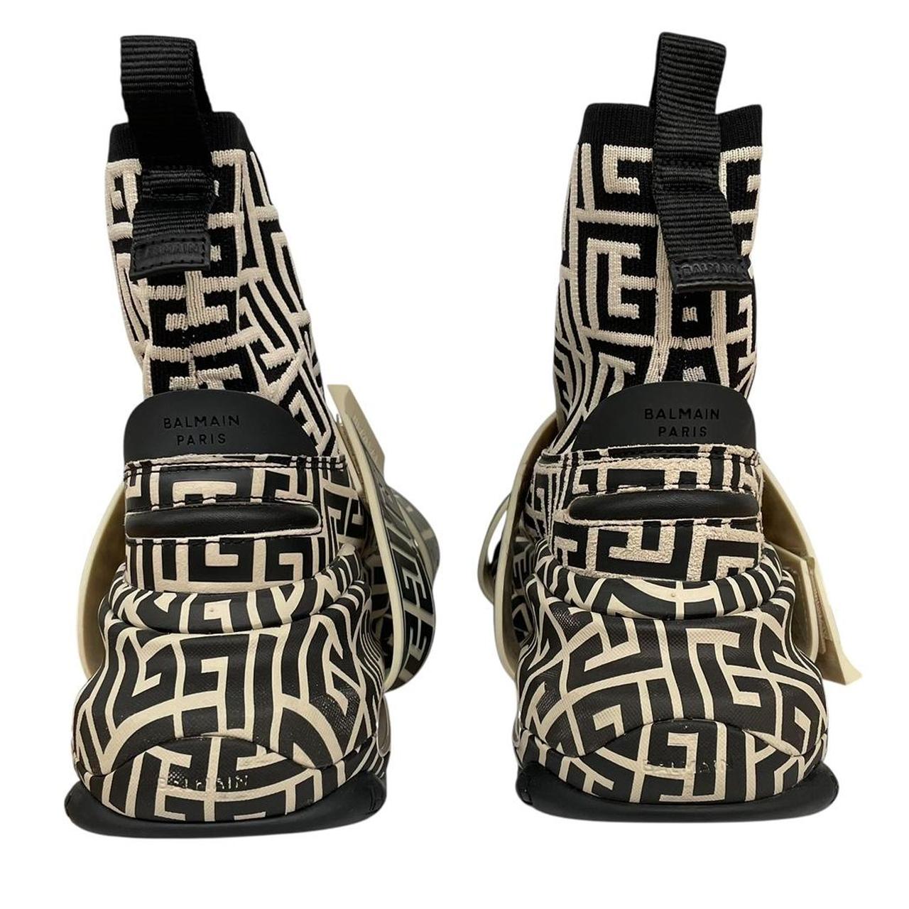 Balmain Black and Cream B-Bold Monogram Sock Trainers