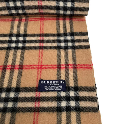 Vintage 90s Burberry Tan Brown Nova Check Lambswool Scarf
