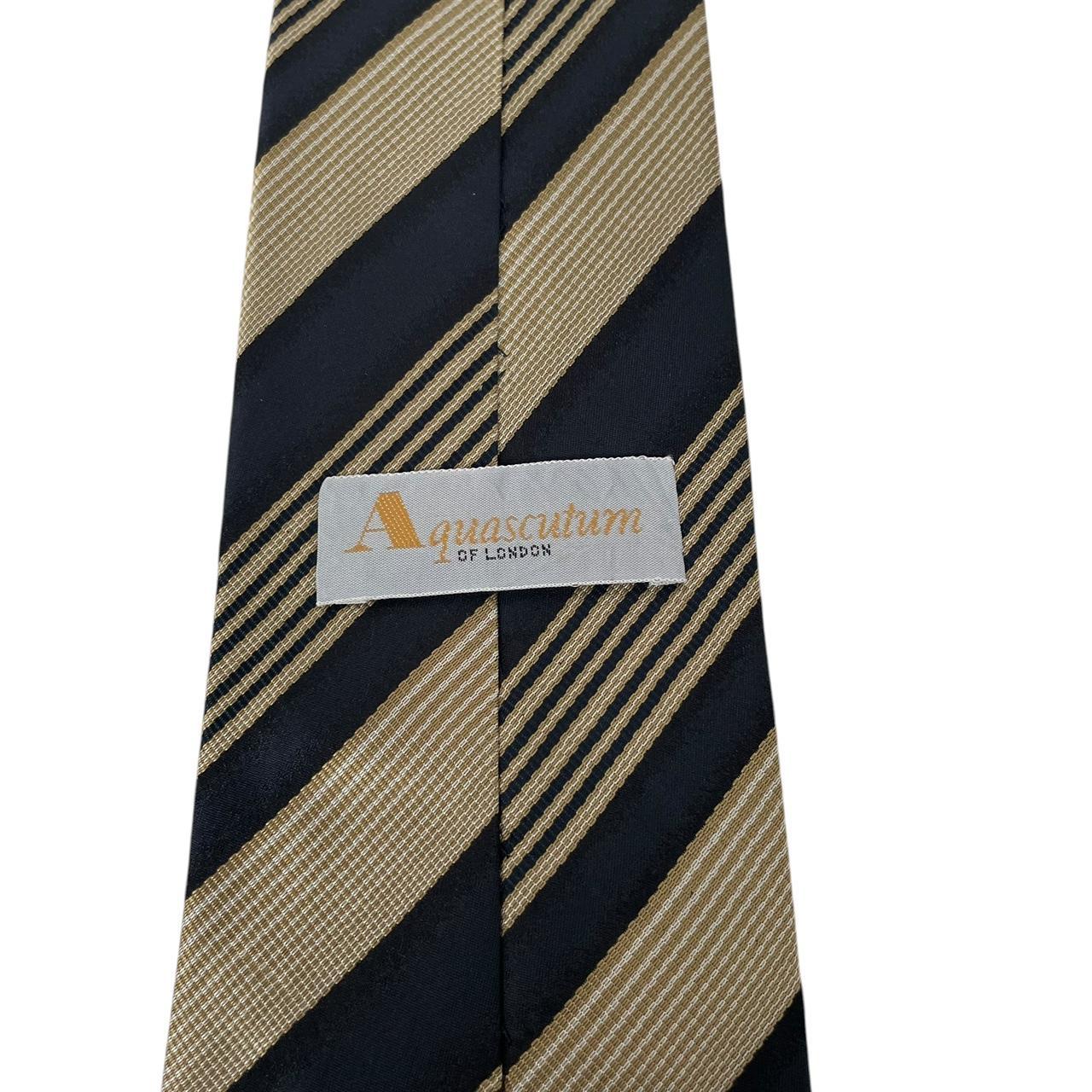 Vintage Aquascutum Black and Gold Silk Tie