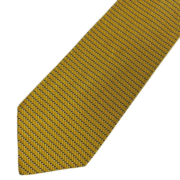 Ermenegildo Zegna yellow tie silk/cotton blend with subtle sheen and classic design.