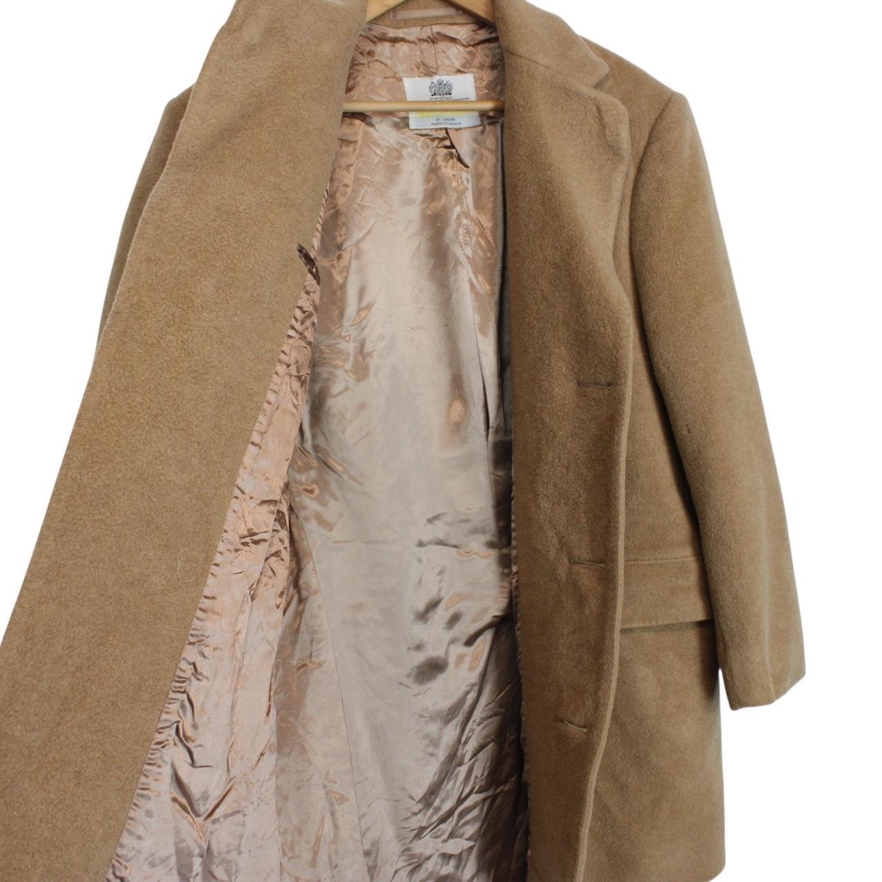 Vintage 80s Aquascutum Tan Brown Cashmere Wool Blend Coat