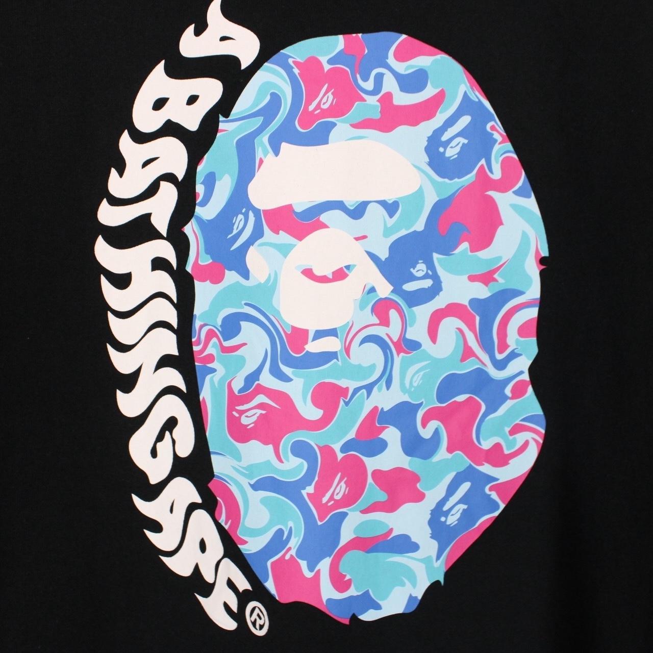Bape Black and Multicoloured Marble Camo Graphic Short Sleeve T-Shirt