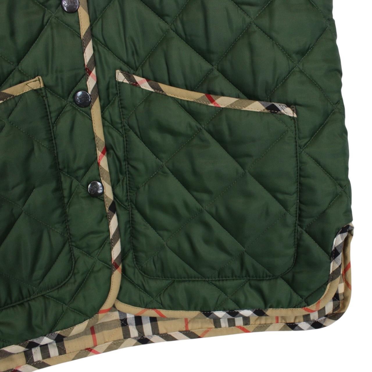 Vintage Burberry Green Nova Check Quilted Vest Jacket