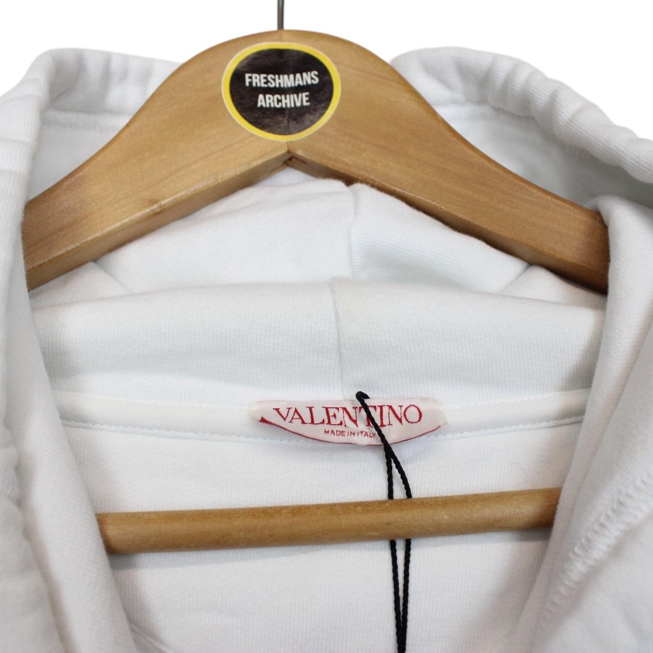 Valentino White Embossed Logo Oversized Hoodie Jumper