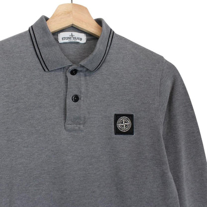 Stone Island Junior AW 2015 Grey Long Sleeve Compass Cotton Polo Shirt