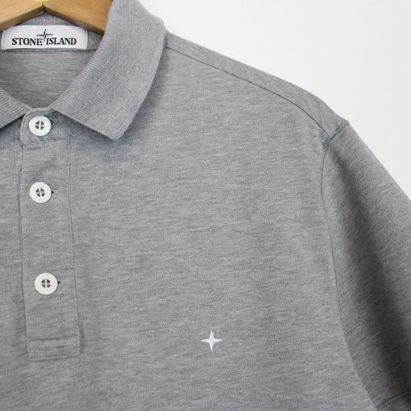 Stone Island Grey Short Sleeve Compass Cotton Polo Shirt