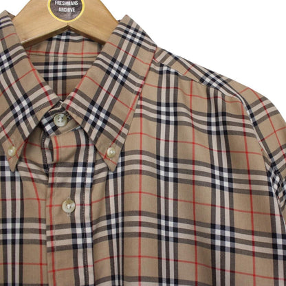 Vintage Burberry London Beige Nova Check Cotton Long Sleeve Shirt
