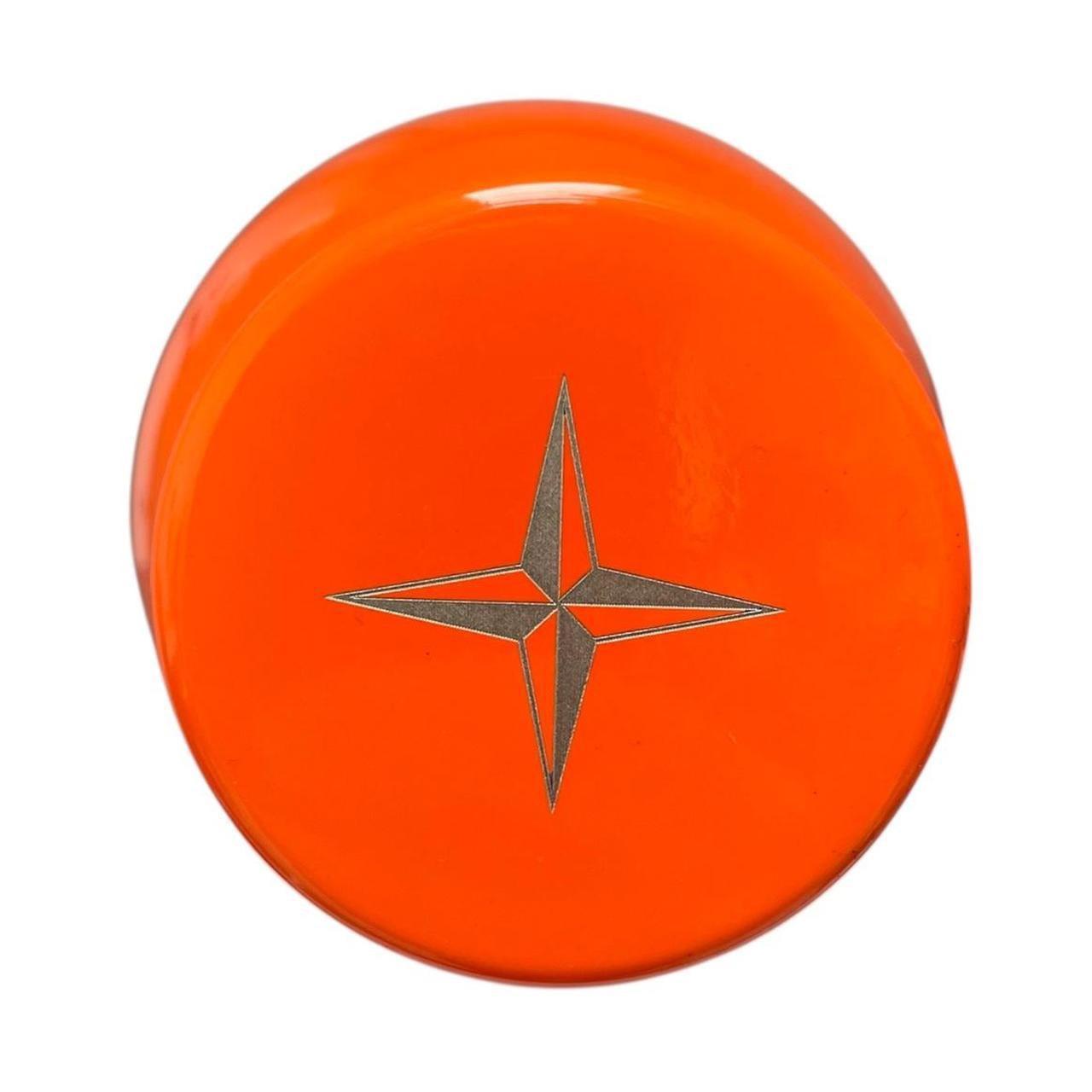 Stone Island orange stainless steel heat reactive flask with logo and original box.