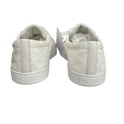 Prada white trainers Re-Nylon and brushed leather with logo detail and dust bags.