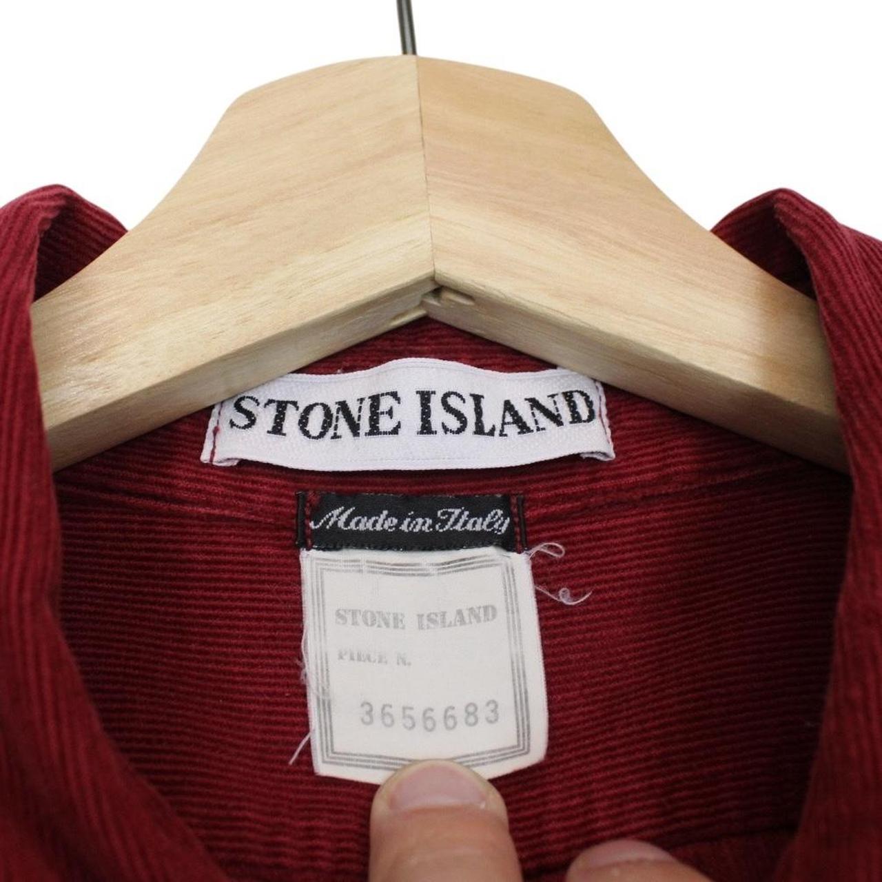 Stone Island AW 1996 Red Long Sleeve Green Edge Badge Corduroy Shirt