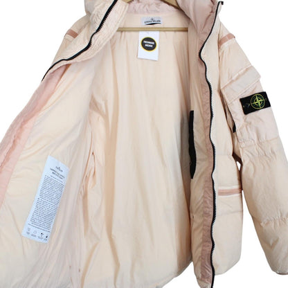 Stone Island AW 2022 Peach Orange Garment Dyed Crinkle Reps R-NY Down Puffer