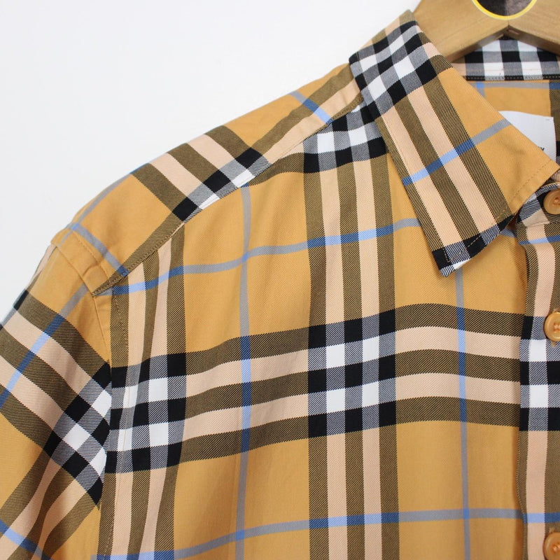 Burberry London Caxbridge Tan Brown Nova Check Short Sleeve Shirt
