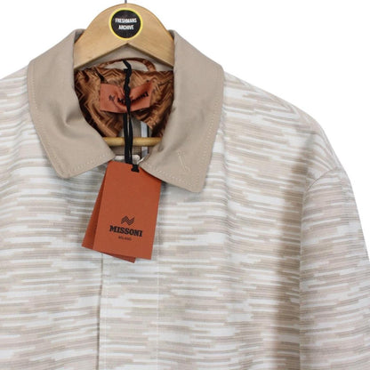 Missoni Beige and Cream Button Up Wool/Viscose Knit Trench Coat
