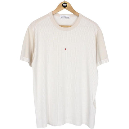 Stone Island Marina SS 2019 Beige and White Short Sleeve Cotton T-Shirt