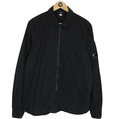 CP Company Black Full Zip Cotton Lens Overshirt Jacket