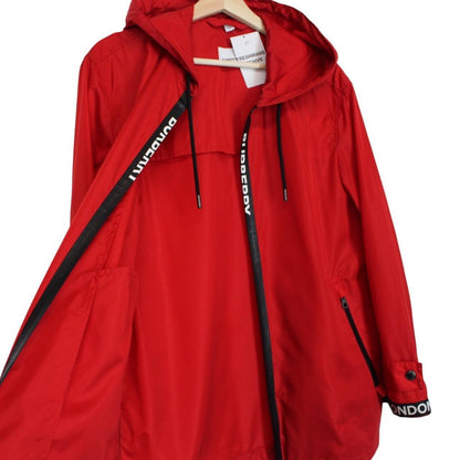 Burberry Red and Black Logo Tape Econyl Full Zip Hooded Jacket