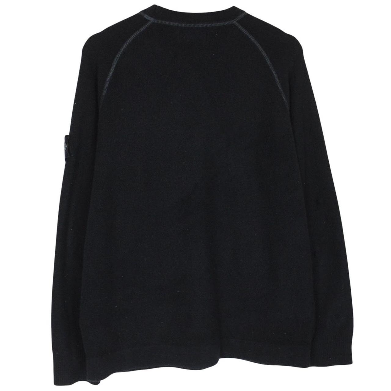 Stone Island black knit jumper with logo badge and cotton/nylon blend material.