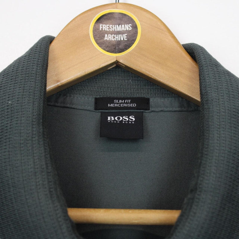 Hugo Boss Green Polston Short Sleeve 1/4 Zip Cotton Polo Shirt