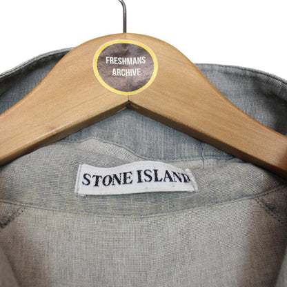 Vintage Stone Island SS 1999 Grey Green Edge Badge Hooded Cotton Smock