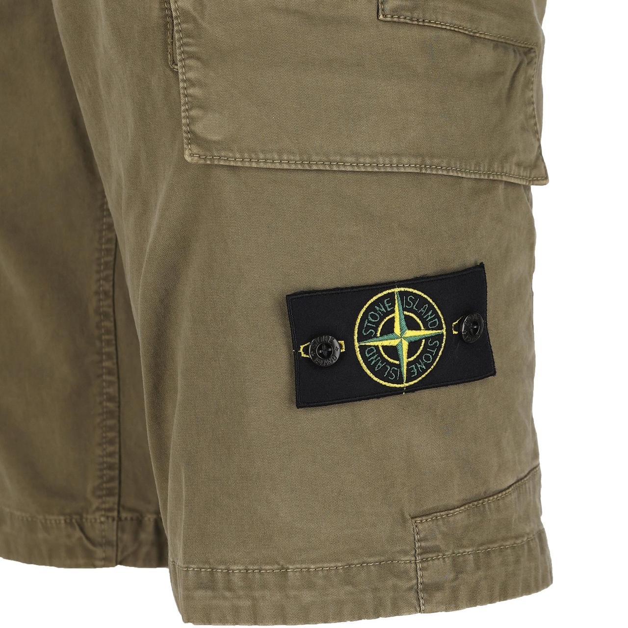 Stone Island SS26 Military Green Organic Cotton Cargo Shorts