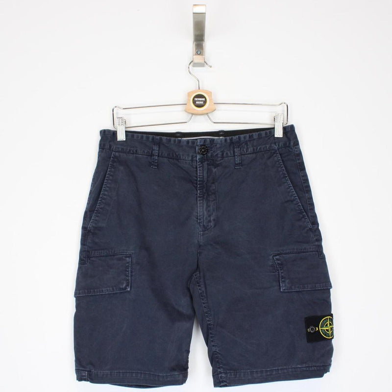 Stone Island 2022 Navy Blue Bermuda Cotton Cargo Shorts