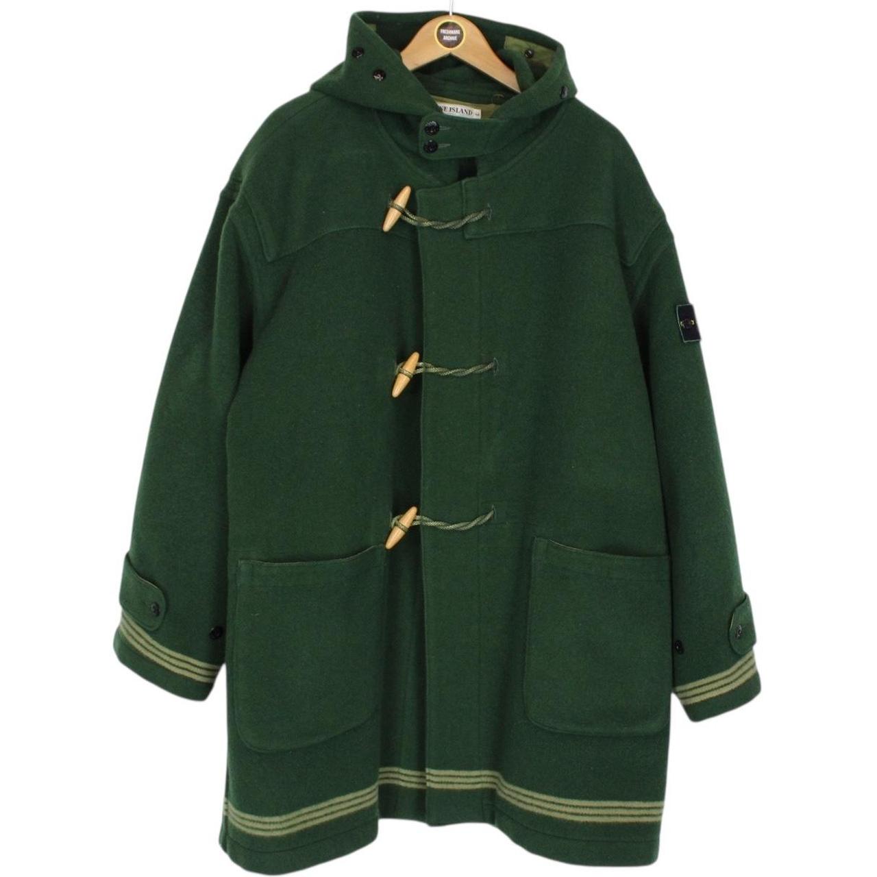 Vintage Stone Island AW 1986 Green Heavyweight Wool Montgomery Duffle Coat