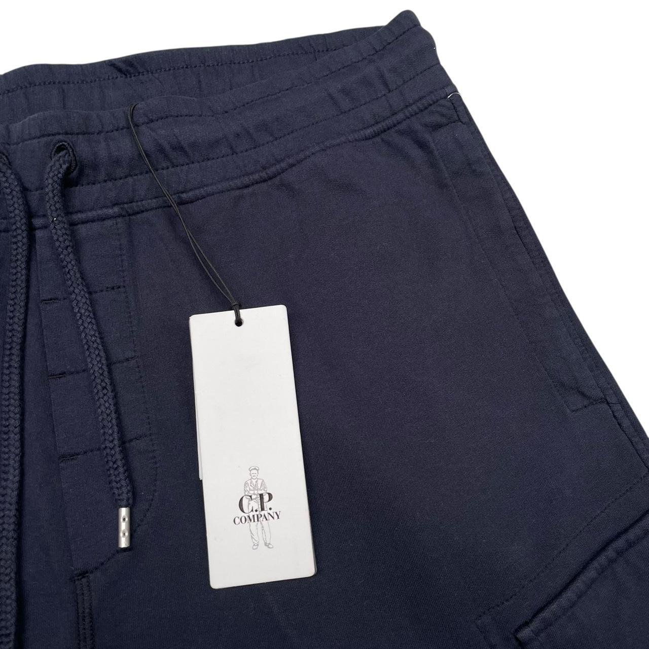 CP Company Navy Blue Cotton Micro Lens Fleece Jogger Shorts