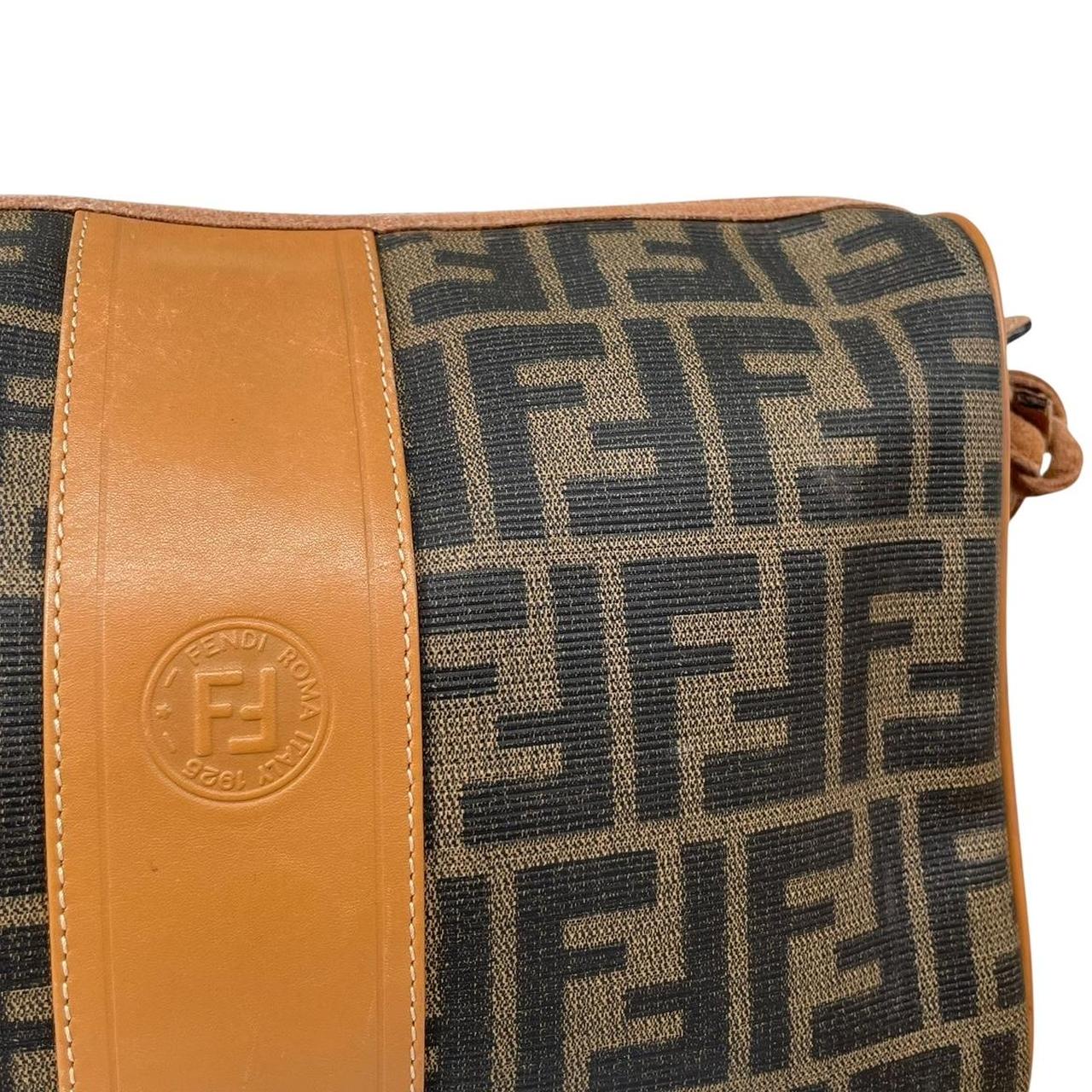 Vintage Fendi Brown and Tan Zucca Monogram Coated Canvas Medium Camera Bag