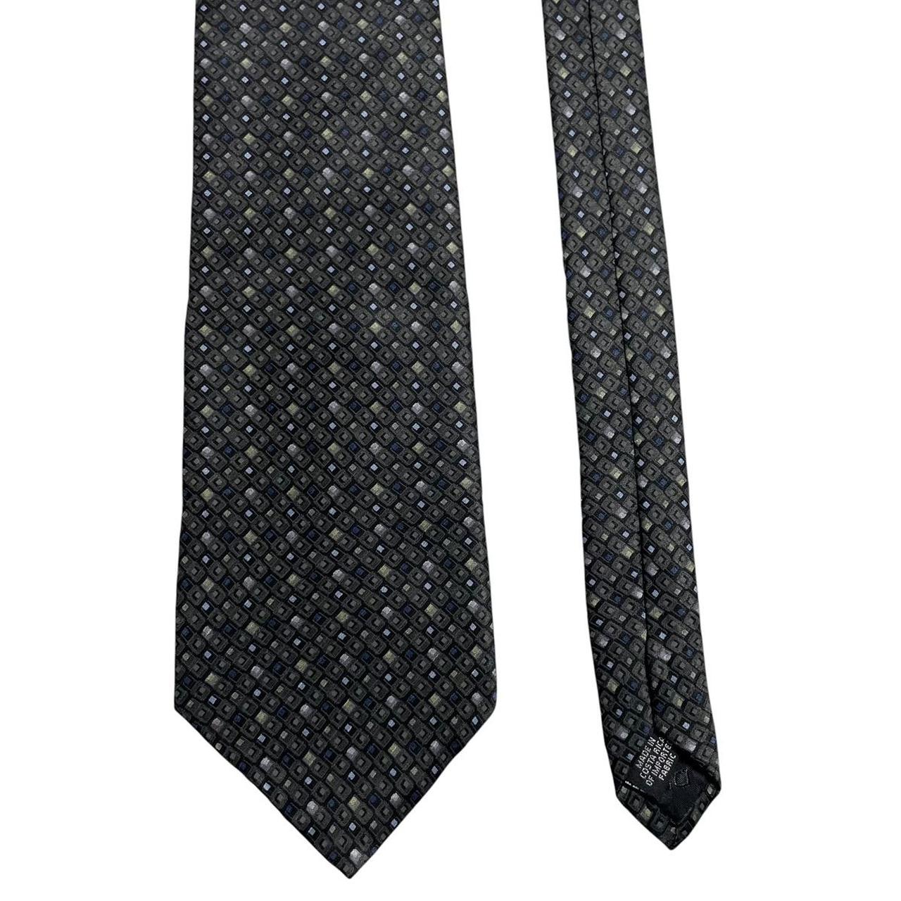 Vintage DKNY Green Geometric Silk Tie