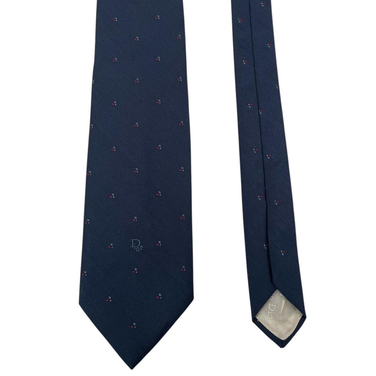Vintage Christian Dior Navy Blue Logo Polyester/Silk Tie