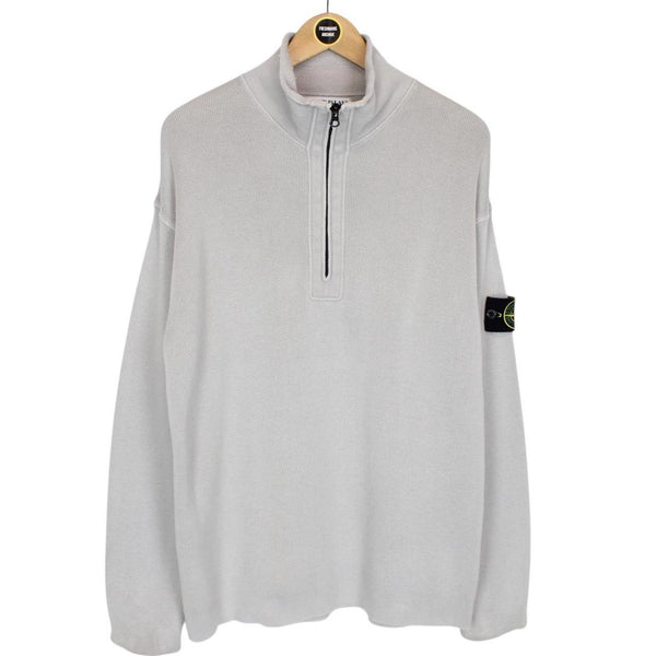 Vintage Stone Island AW 2005 Grey Cotton Knit 1/4 Zip Jumper