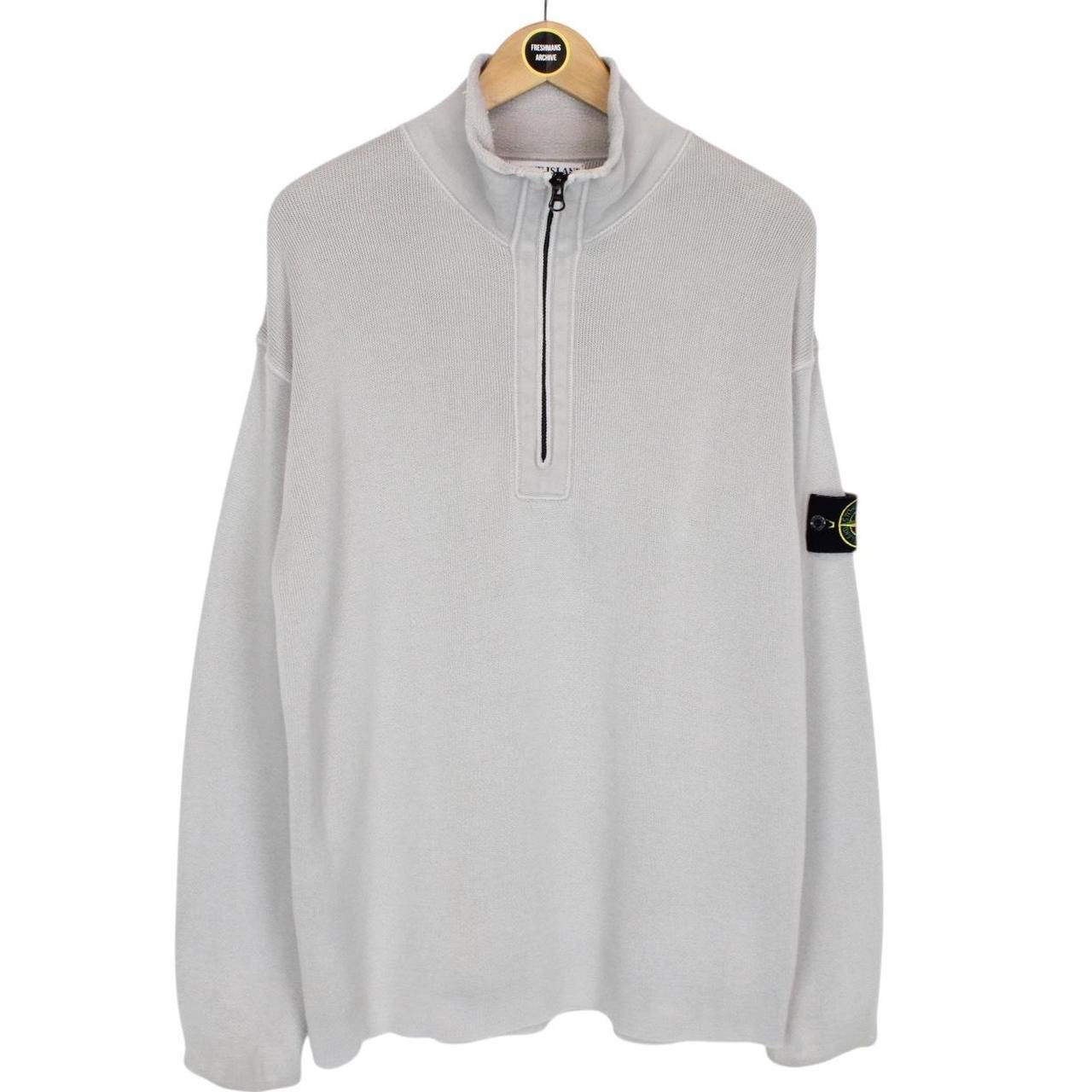 Vintage Stone Island AW 2005 Grey Cotton Knit 1/4 Zip Jumper