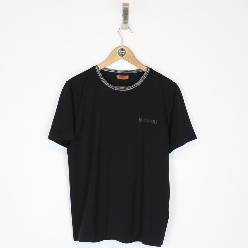 Missoni Black Logo Print Short Sleeve Cotton T-Shirt