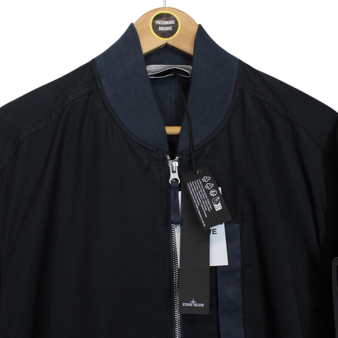 Stone Island SS 2023 Navy Blue Cupro Cotton Twill-TC Bomber Jacket