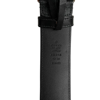Gucci Black and Grey GG Supreme Monogram Canvas Belt with GG Buckle