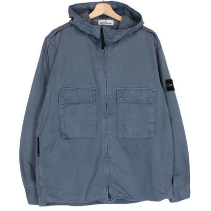 Stone Island AW 2014 Blue Supima Cotton Twill Stretch-TC Hooded Jacket