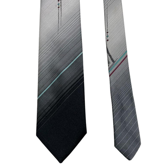 Christian Dior grey and black gradient tie, smooth polyester with subtle color transition.