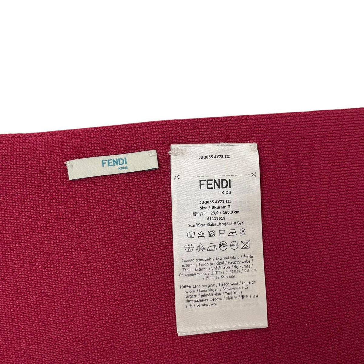 Fendi burgundy scarf featuring FF Zucca monogram pattern in soft virgin wool.