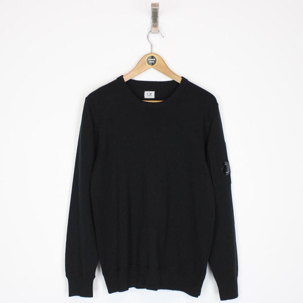 CP Company Black Cotton Knit Lens Sweatshirt Jumper