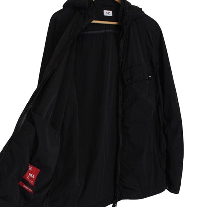 CP Company Black Full Zip Chrome-R Nylon Garment Dyed Goggle Jacket