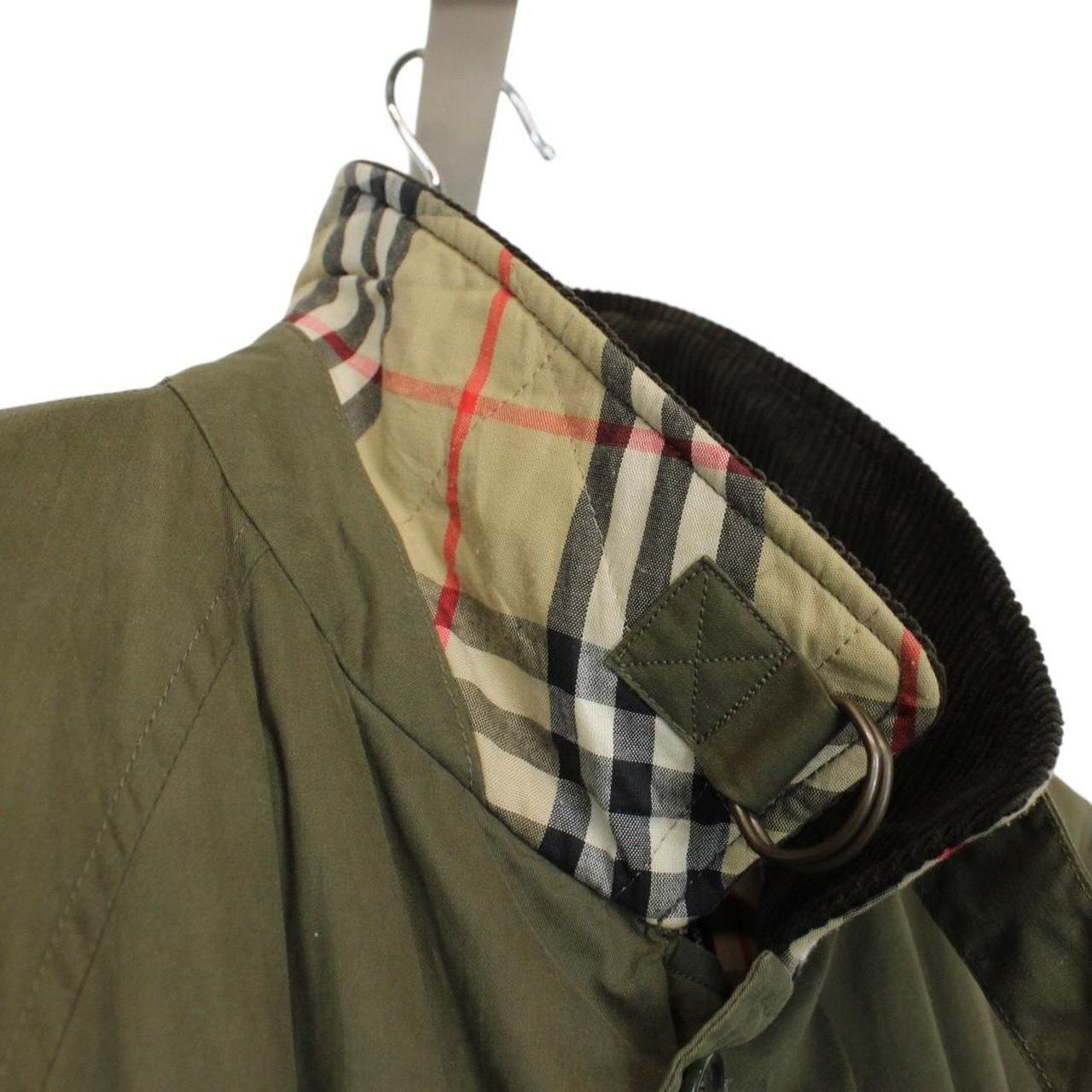 Vintage 90s Burberry Green Nova Check Lined Quilted Coat