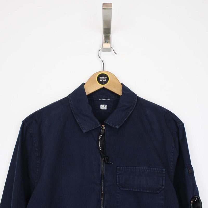 CP Company Navy Blue Full Zip Cotton Lens Overshirt