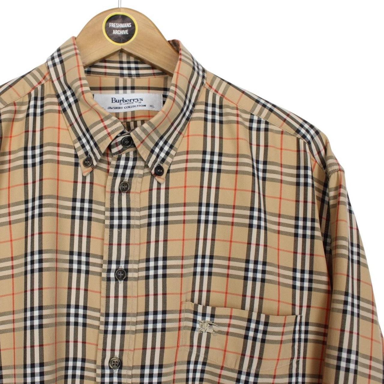 Vintage 90s Burberry Beige Nova Check Cotton Long Sleeve Shirt