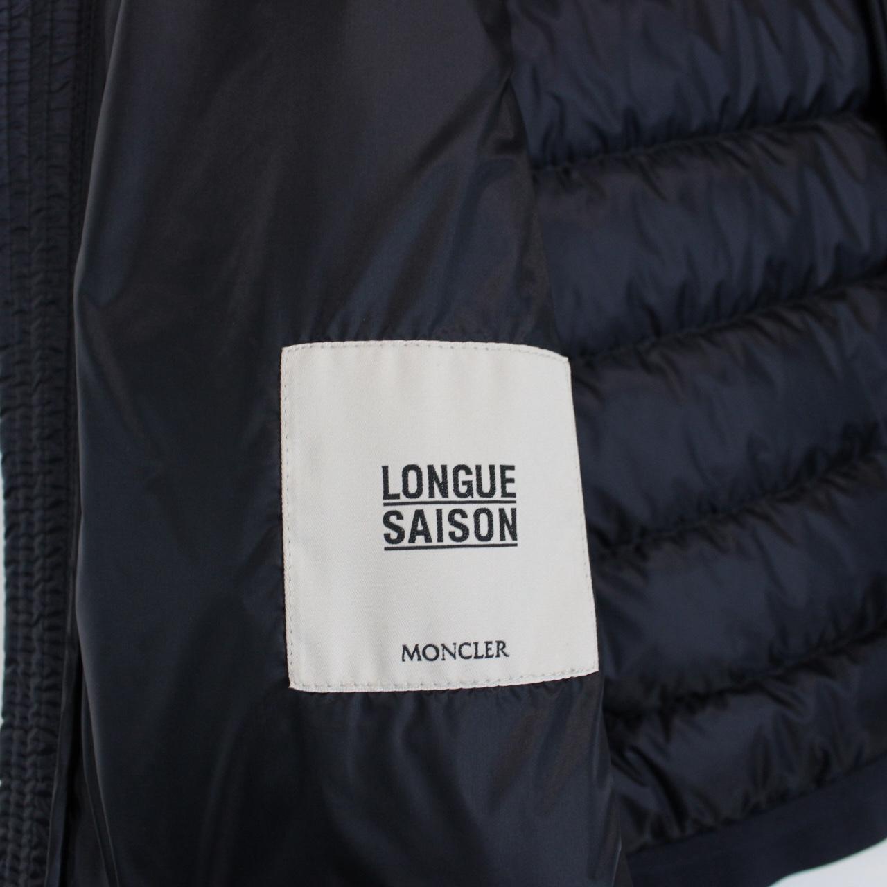 Moncler Laruns Navy Blue and White Hooded Down Gilet / Bodywarmer