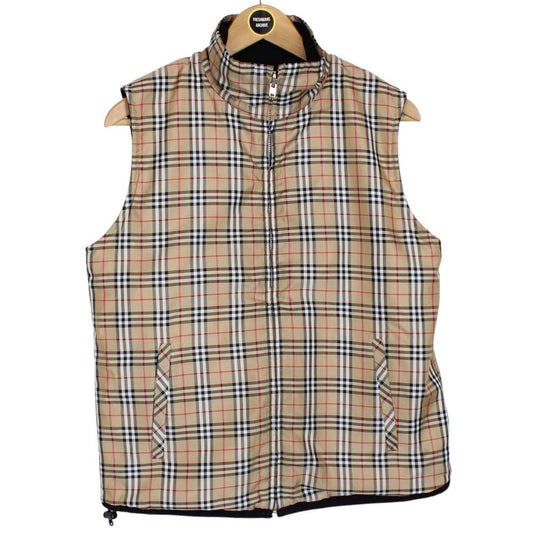 Burberry Golf Tan Brown and Black Reversible Vest Jacket