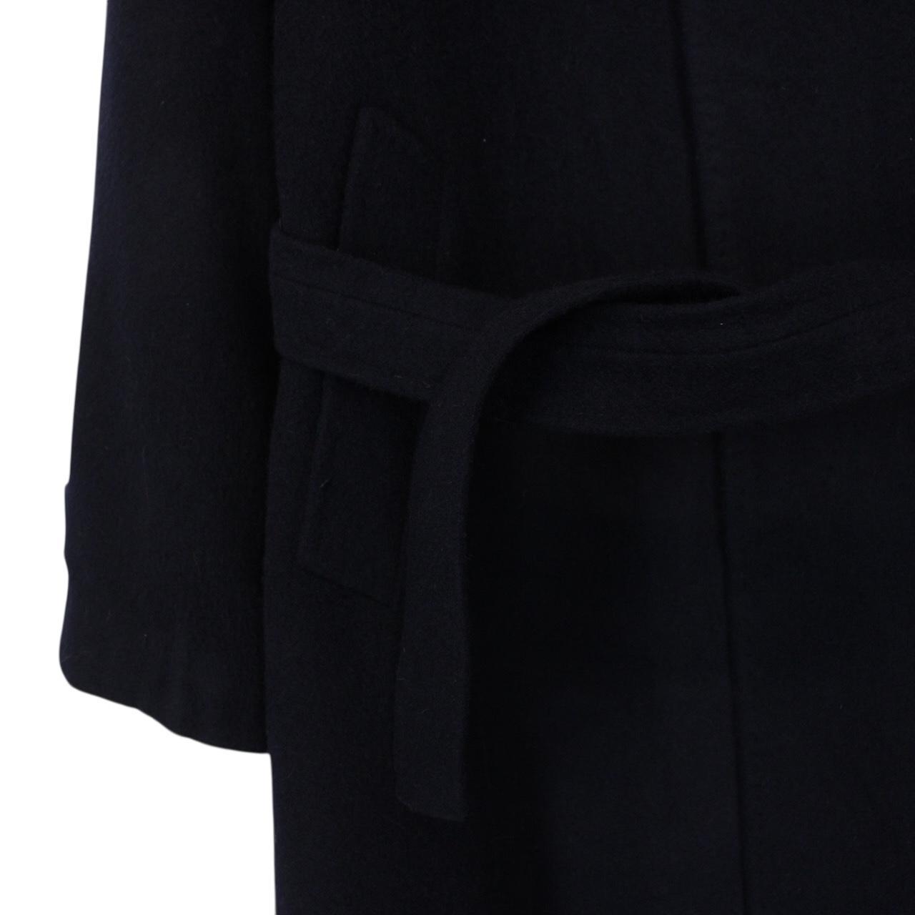 Vintage 00s Burberry London Navy Blue Wool Belted Coat