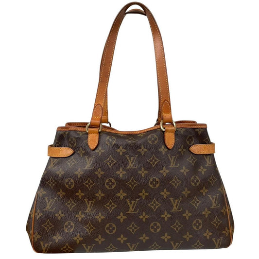 Louis Vuitton Brown Coated Canvas/Leather Vertical Monogram Tote Batignolles Bag