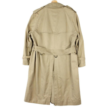 Burberry beige trench coat with Nova Check pattern, double-breasted and belted design.