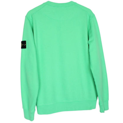 Stone Island green cotton sweatshirt with iconic compass logo and ribbed cuffs.