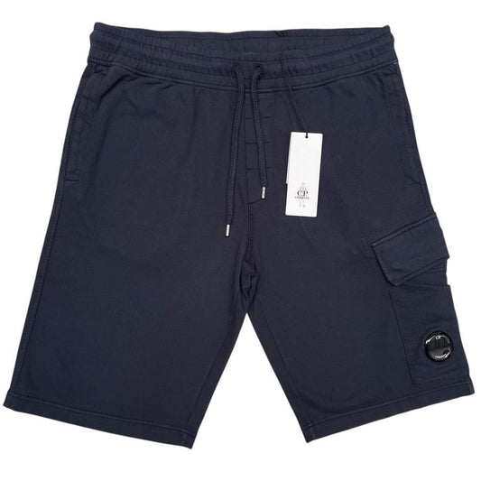 CP Company Navy Blue Cotton Micro Lens Fleece Jogger Shorts